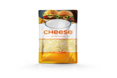 Plastic Cheese Packaging Bag on White Background 3D Rendering