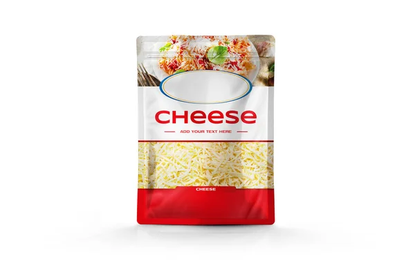 Plastic Cheese Packaging Bag White Background Rendering — Fotografia de Stock