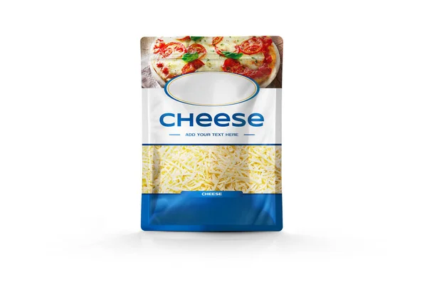 Plastic Cheese Packaging Bag on White Background 3D Rendering