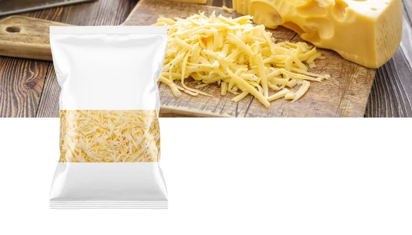 Plastic Cheese Packaging Bag White Background Rendering — Fotografia de Stock
