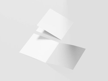 Bifold Square Flyer Mockup 3D Rendering
