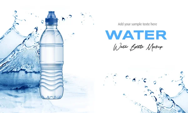 Plastic water bottle mockup In splash water