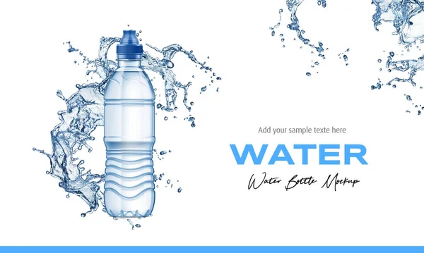 Plastic Water Bottle Mockup Splash Water — Zdjęcie stockowe