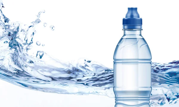 Plastic Water Bottle Mockup Splash Water — Stock Fotó