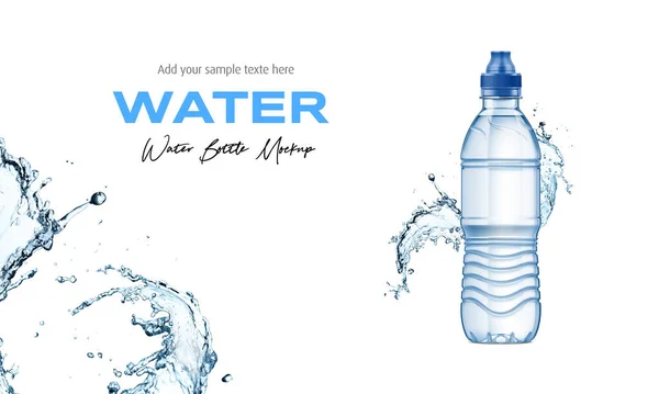 Plastic Water Bottle Mockup Splash Water — Zdjęcie stockowe