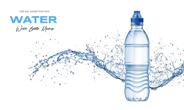 Plastic Water Bottle Mockup Splash Water — Stock Fotó