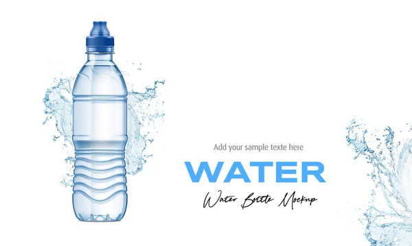 Plastic Water Bottle Mockup Splash Water — kuvapankkivalokuva