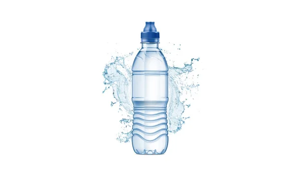 Plastic Water Bottle Mockup Splash Water — Zdjęcie stockowe