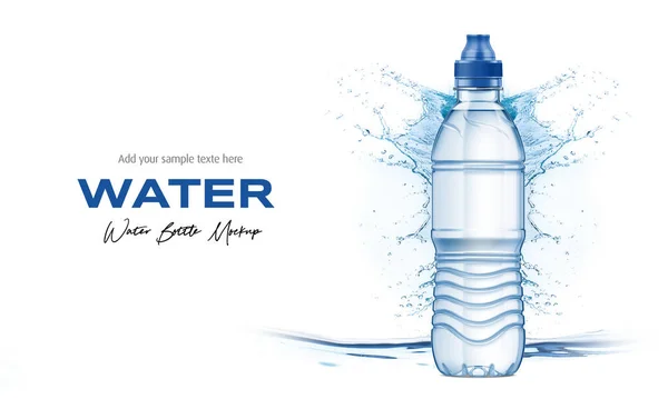 Plastic water bottle mockup In splash water