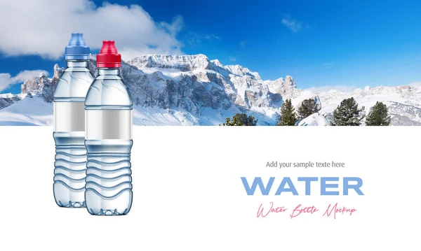 Plastic Water Bottles Mockup Mountain Landscape Background — Fotografia de Stock