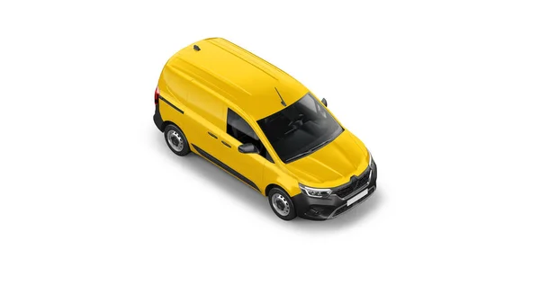 Yellow Panel Van Mockup Rendering White Background — Stockfoto