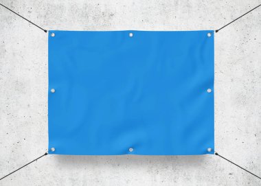 Blue Outdoor Tarpaulin Banner Mockup 3D Rendering