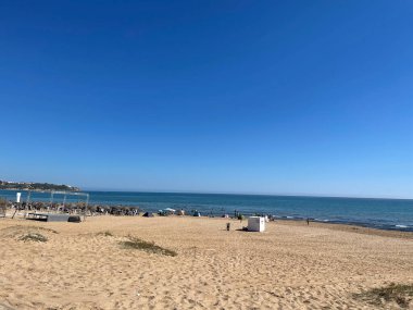 View of a deserted beautiful mediterranean beach in Tunisia