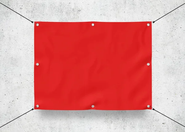 Red Outdoor Tarpaulin Banner Mockup 3D Rendering