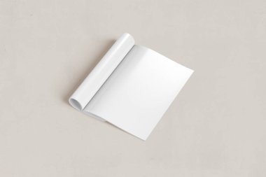 A4 Advertising Magazine, Brochure, Catalog, Mockup 3D Rendering on Beige background