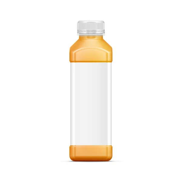 Jus Plastik Mockup Minuman Lembut Dengan Perenderan Label Kosong — Stok Foto