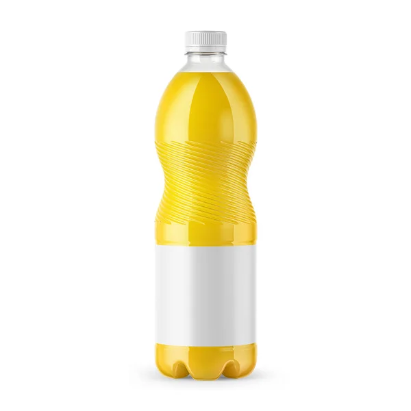 Műanyag Gyümölcslé Üdítőital Palack Mockup Üres Címkével Renderelés — Stock Fotó