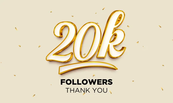 20k followers celebration. Social media achievement poster. Followers thank you lettering 3D Rendering