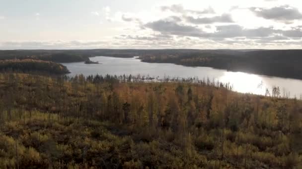 Fazenda de peixes no Lago Ladoga, imagens aéreas — Vídeo de Stock