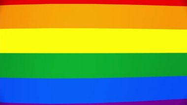Gay Gururu LGBTQ rengarenk gökkuşağı bayrağı dalgalanıyor. Haziranda Gurur Ayı. Gey gururu geçit töreninin orijinal renk sembolü 