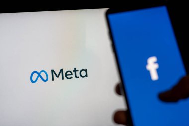 Kaliforniya, Birleşik Devletler. 28 Ekim 2021: Meta, Facebook marka yenileme kavramı. Meta logosu. Metastaza geçiş ve değişim
