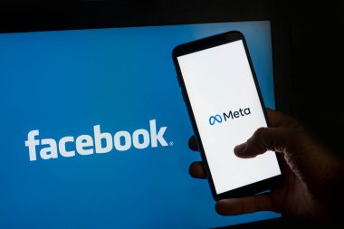 Kaliforniya, Birleşik Devletler. 28 Ekim 2021: Meta, Facebook marka yenileme kavramı. Meta logosu. Metastaza geçiş ve değişim