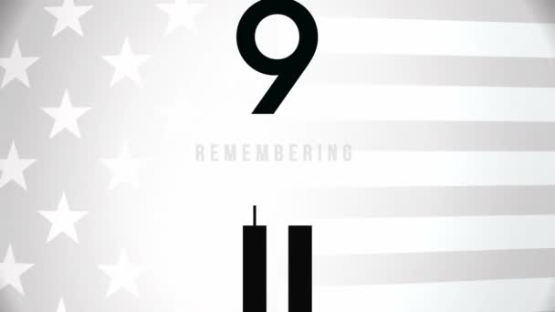 记住911 爱国者日 记住9月11日我们永远不会忘记2001年的恐怖主义袭击 世贸中心双塔的代表性 — 图库视频影像