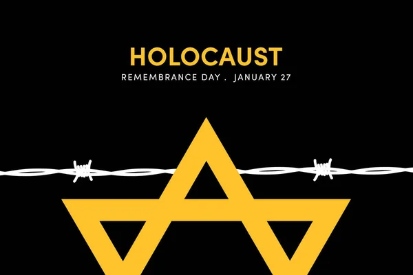 Иллюстрация Международного Дня Памяти Жертв Холокоста Еврейская Звезда Колючей Проволокой — стоковое фото
