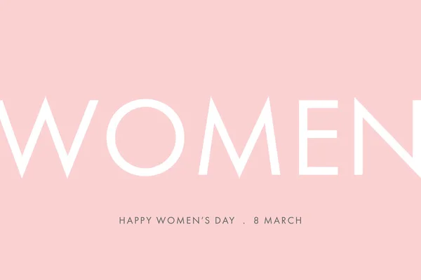 Happy Women Day March Elegant Lettering Greeting Card Celebration International — Stock Photo, Image