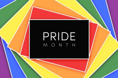 Haziranda Gay Gurur Ayı. LGBTQ çok renkli gökkuşağı bayrağı. Eşcinsel onur konseptinin orijinal renk sembolü, yüksek çözünürlüklü poster