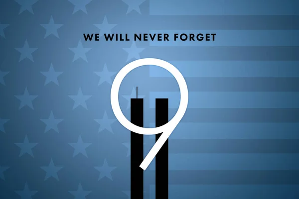 Setembro Ilustração Memorial Lembra Dia Patriota Nunca Esqueceremos Ataques Terroristas — Fotografia de Stock