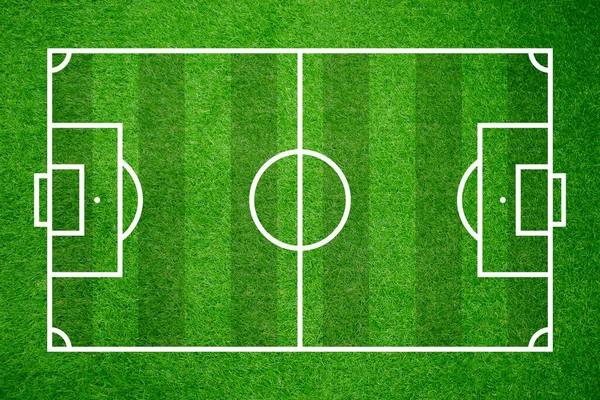 Futbol sahası. Futbol sahasının yukarısından bak. Contour yeşil çimen dokusu arkaplanındaki çizgileri sınırlıyor