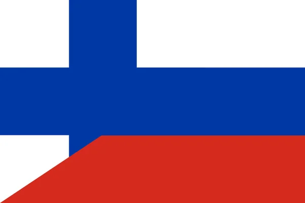 Conflict Tussen Rusland Finland Oorlogsconcept Russische Finse Vlag Achtergrond — Stockfoto