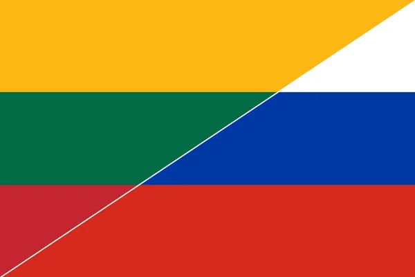 Konflikt Mellan Ryssland Och Litauens Krigskoncept Ryska Och Litauiska Flaggbakgrund — Stockfoto