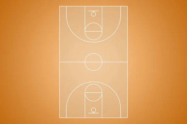 バスケットボールコートの制限 バスケットボールフィールドライン上からの眺め — ストック写真