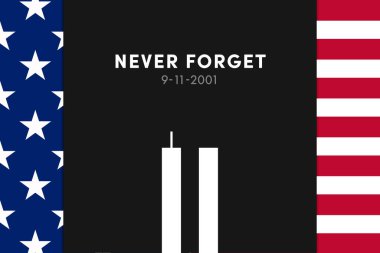 11 Eylül, Vatanseverlik Günü 'nü hatırlıyorum. 11 sayısını temsil eden İkiz Kuleler 'in tasviri. 11 Eylül 2001 'deki terörist saldırıları asla unutmayacağız.