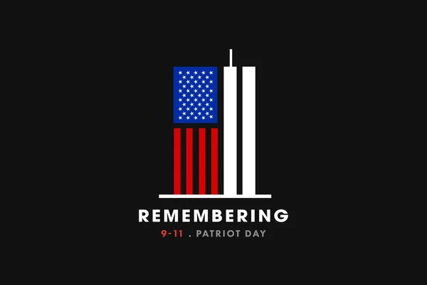 纪念911 9月11日爱国者日说明双子塔代表11号 我们永远不会忘记2001年9月11日的恐怖袭击 — 图库照片