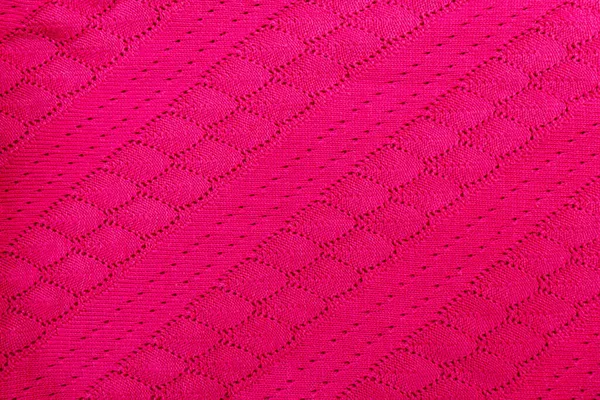 Textura Fragmento Suéter Tricotado Cor Rosa Escura Foco Seletivo Fundo — Fotografia de Stock