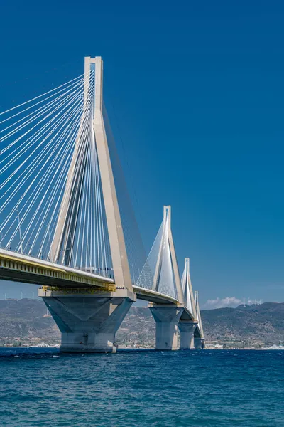 Famous Cable Stayed Bridge City Patras Peloponnese Peninsula Connecting Shores — Stock Photo, Image