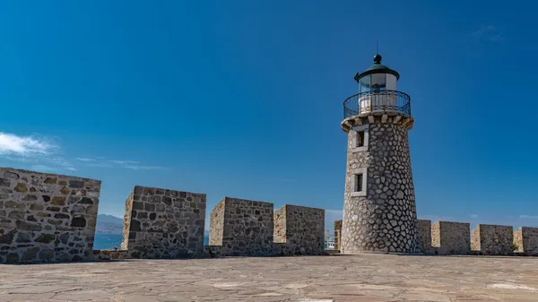 Faro Sul Territorio Dell Antica Fortezza Antirio Sulla Costa Del — Foto Stock