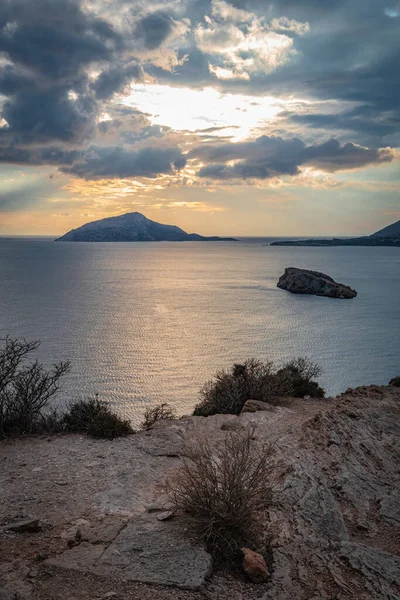Uma Vista Fascinante Das Ilhas Egeu Partir Topo Colina Cape — Fotografia de Stock