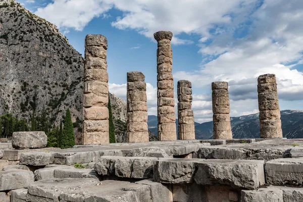 Evening Ruins Ancient Mountain Temple Delphi — Stock Photo, Image