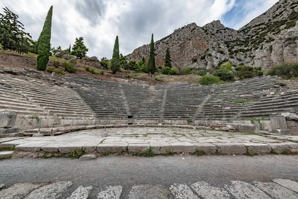 Evening Ruins Ancient Mountain Temple Delphi — Stock Photo, Image