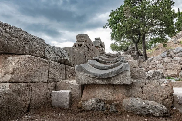 Tarde Las Ruinas Antiguo Templo Montaña Delfos —  Fotos de Stock