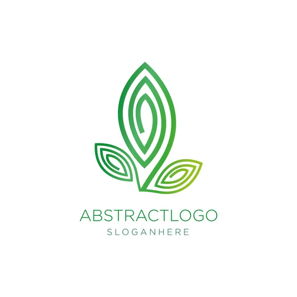 Modèle Vectoriel Abstrait Conception Logo Feuille Style Linéaire — Image vectorielle