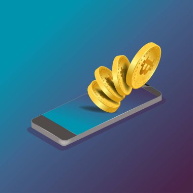 Bitcoin parası. Engelleme teknolojisi, bitcoin para birimleri, kripto para birimi, finans, dijital para madenciliği, kripto para cüzdanı