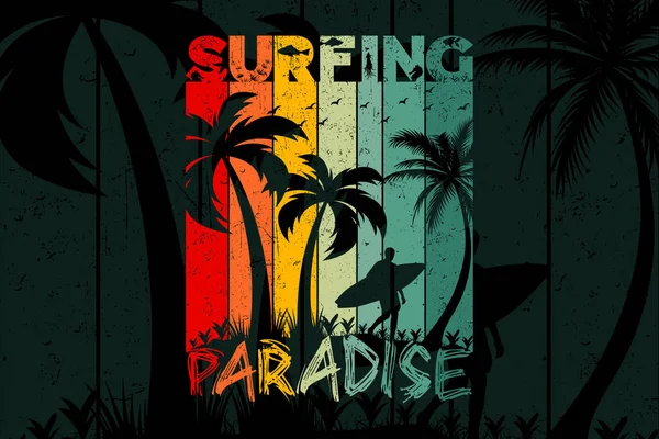 Surfing Paradise Vector Shirt Design — Stock Vector