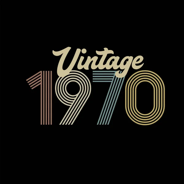1970Vintage Retro Shirt Design Vector Black Background — 图库矢量图片