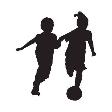 kids plying, dancing silhouette vector