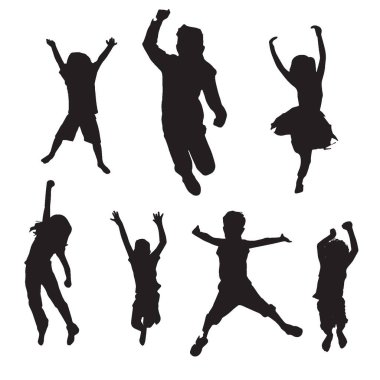kids plying, dancing silhouette vector